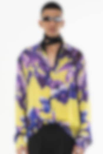 Multi-Colored Bemberg Cupro Digital Printed Party Wear Shirt by Aurge Studios at Pernia's Pop Up Shop