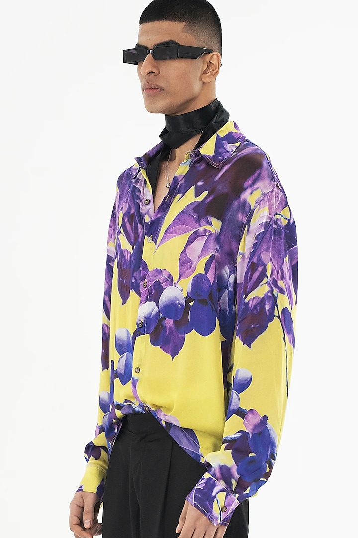 Multi-Colored Bemberg Cupro Digital Printed Party Wear Shirt by Aurge Studios at Pernia's Pop Up Shop