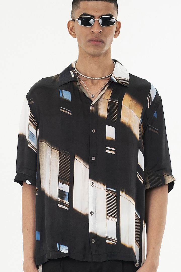 Multi-Colored Bemberg Cupro Digital Printed Summer Shirt by Aurge Studios at Pernia's Pop Up Shop