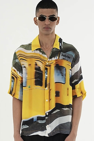 Multi-Colored Bemberg Cupro Digital Printed Shirt by Aurge Studios