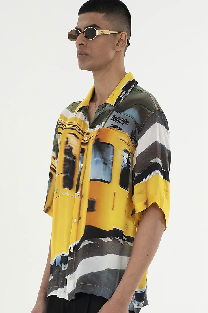 Multi-Colored Bemberg Cupro Digital Printed Summer Shirt by Aurge Studios at Pernia's Pop Up Shop