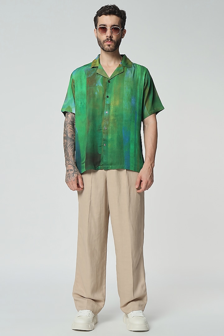 Multi-Colored Modal Satin Digital Printed Oversized Shirt by Aurge Studios at Pernia's Pop Up Shop