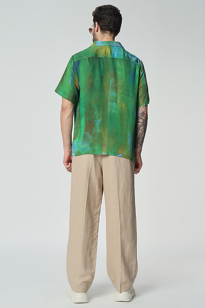 Multi-Colored Modal Satin Digital Printed Oversized Summer Shirt by Aurge Studios at Pernia's Pop Up Shop