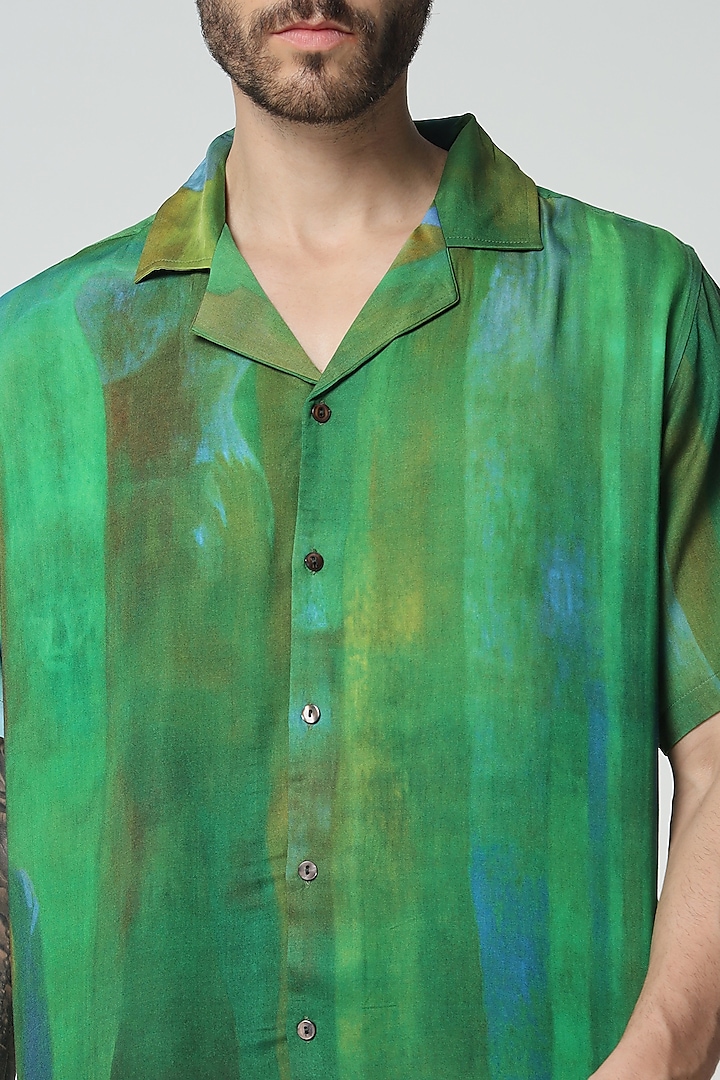 Multi-Colored Modal Satin Digital Printed Oversized Summer Shirt by Aurge Studios at Pernia's Pop Up Shop