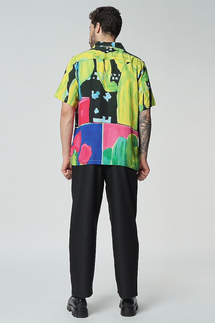Multi-Colored Modal Satin Digital Printed Oversized Summer Shirt by Aurge Studios at Pernia's Pop Up Shop