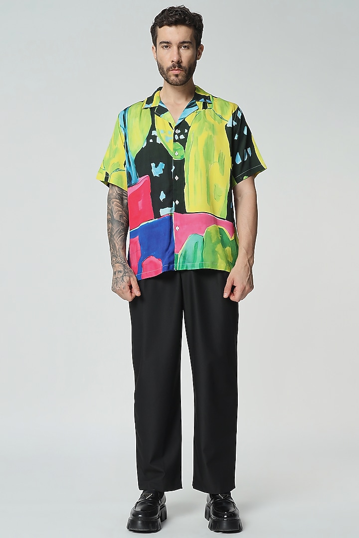 Multi-Colored Modal Satin Digital Printed Oversized Summer Shirt by Aurge Studios at Pernia's Pop Up Shop