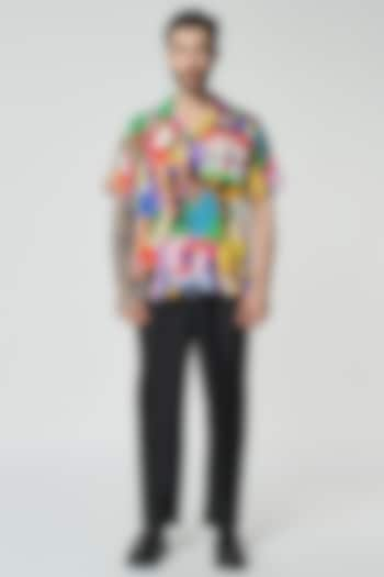 Multi-Colored Modal Satin Digital Printed Oversized Shirt by Aurge Studios at Pernia's Pop Up Shop