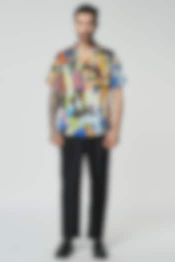 Multi-Colored Modal Satin Digital Printed Oversized Shirt by Aurge Studios