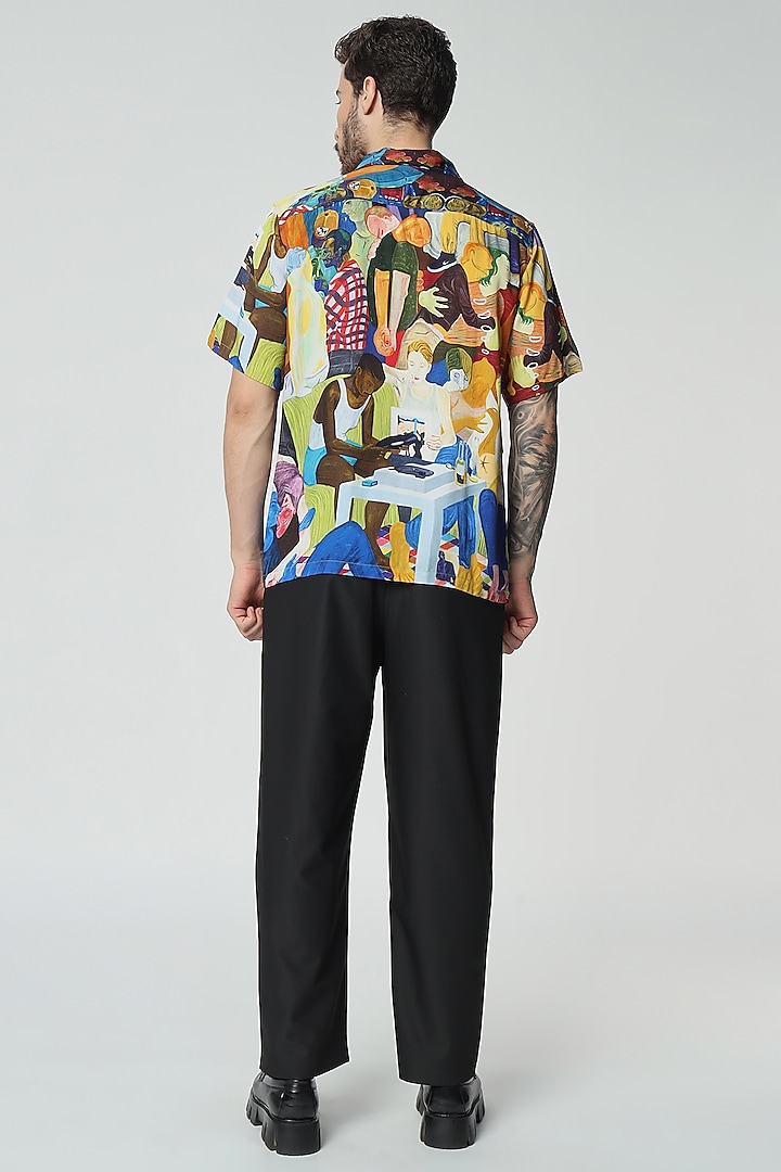 Multi-Colored Modal Satin Digital Printed Oversized Summer Shirt by Aurge Studios at Pernia's Pop Up Shop