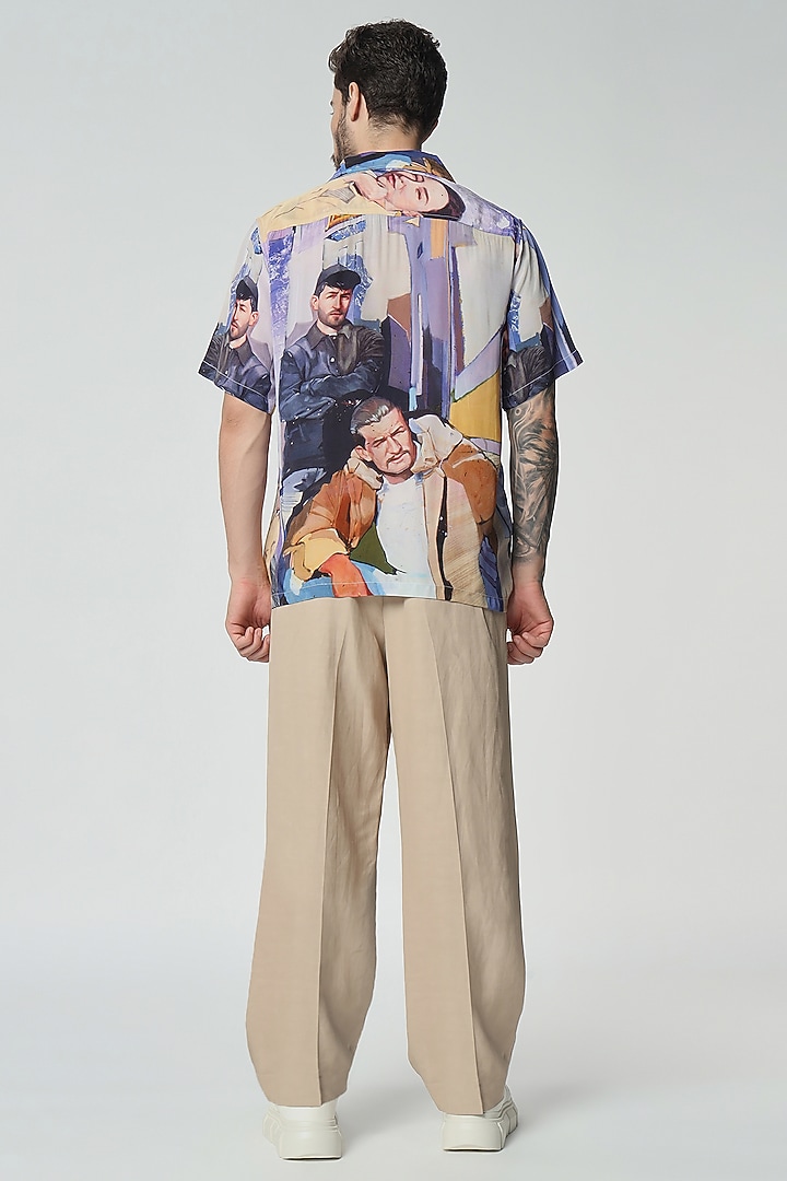 Multi-Colored Bamberg Digital Printed Oversized Party Wear Shirt by Aurge Studios at Pernia's Pop Up Shop