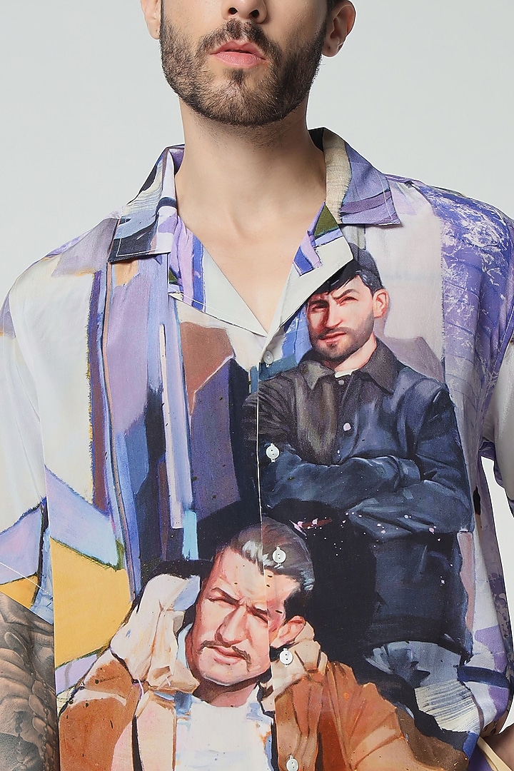 Multi-Colored Bamberg Digital Printed Oversized Party Wear Shirt by Aurge Studios at Pernia's Pop Up Shop