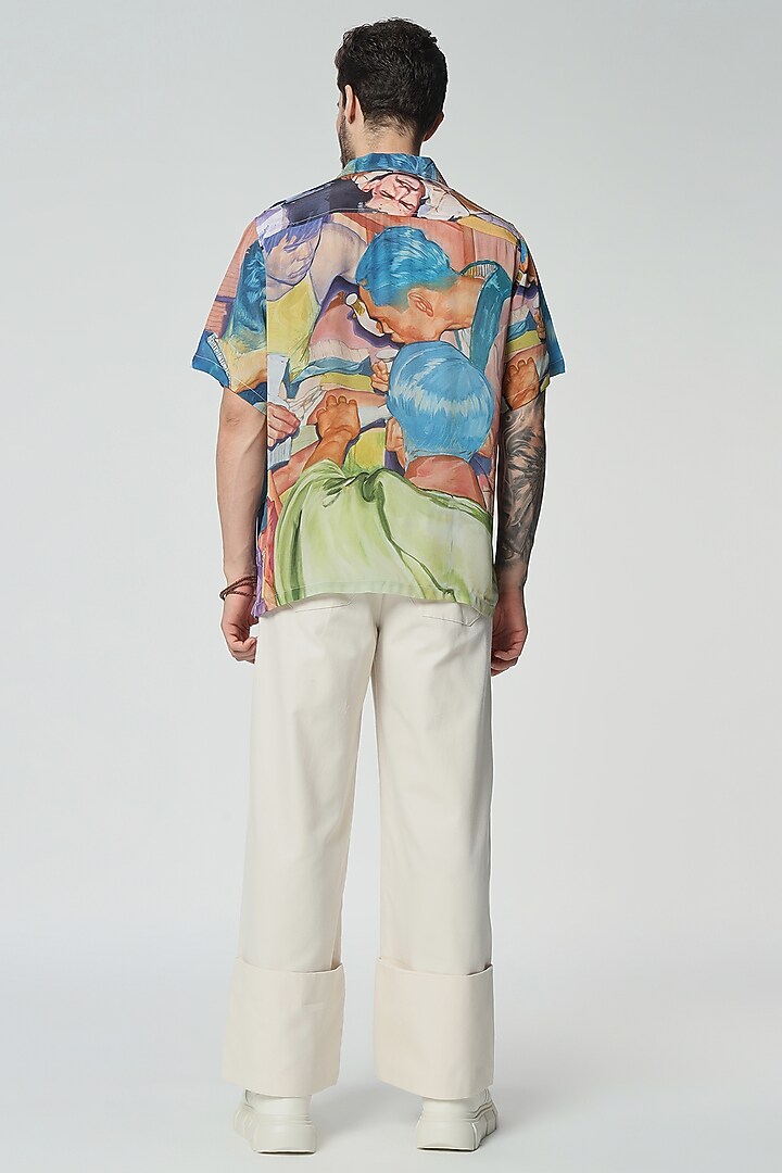 Multi-Colored Bamberg Digital Printed Oversized Party Wear Shirt by Aurge Studios at Pernia's Pop Up Shop