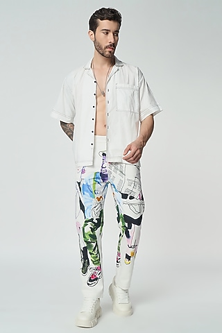 Multi-Colored Cotton Twill Digital Printed Pants by Aurge Studios