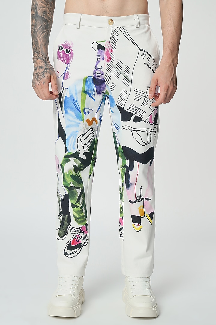 Multi-Colored Cotton Twill Digital Printed Pants by Aurge Studios at Pernia's Pop Up Shop