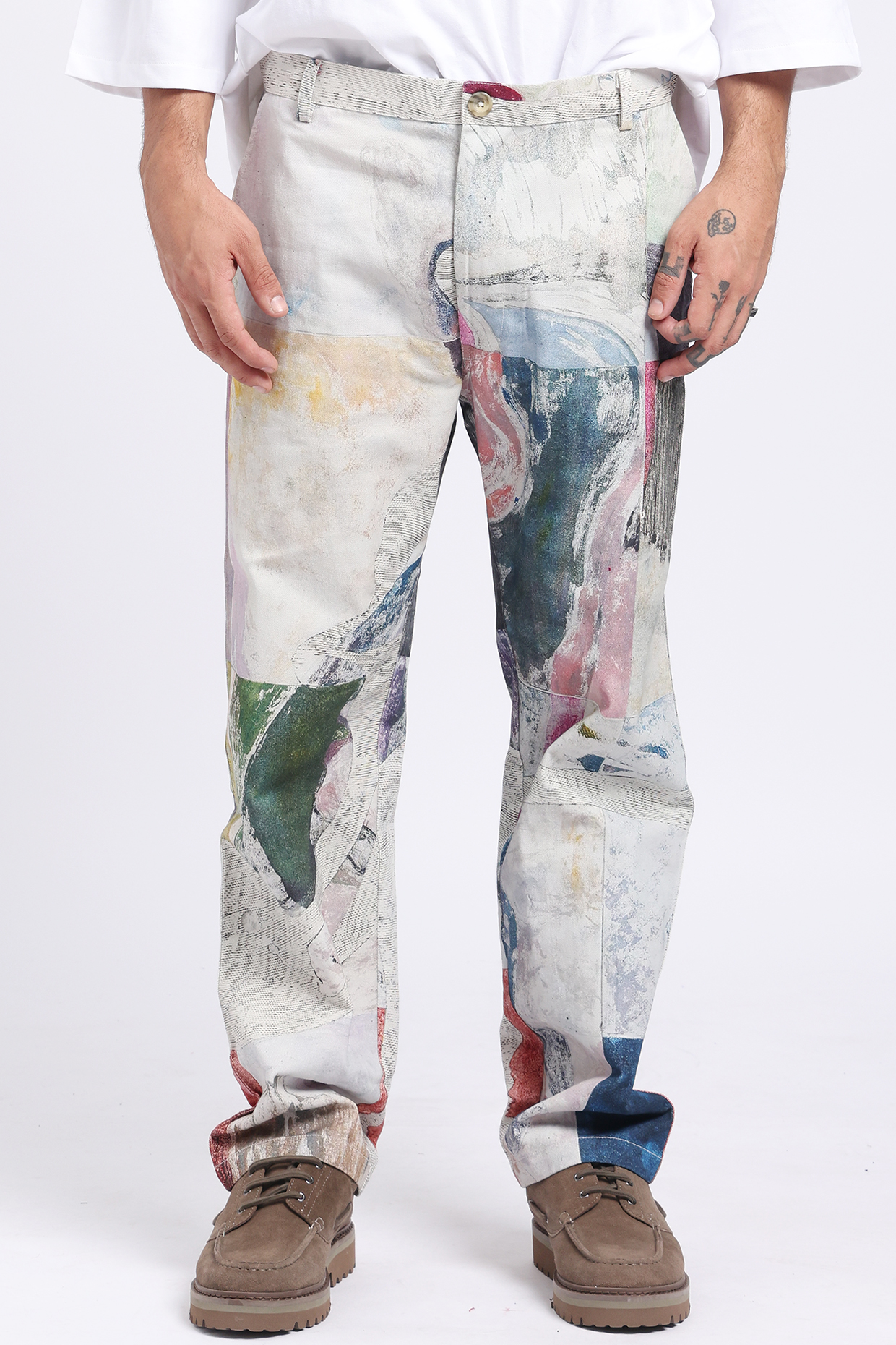 Multi-Colored Cotton Twill Digital Printed Pants by Aurge Studios