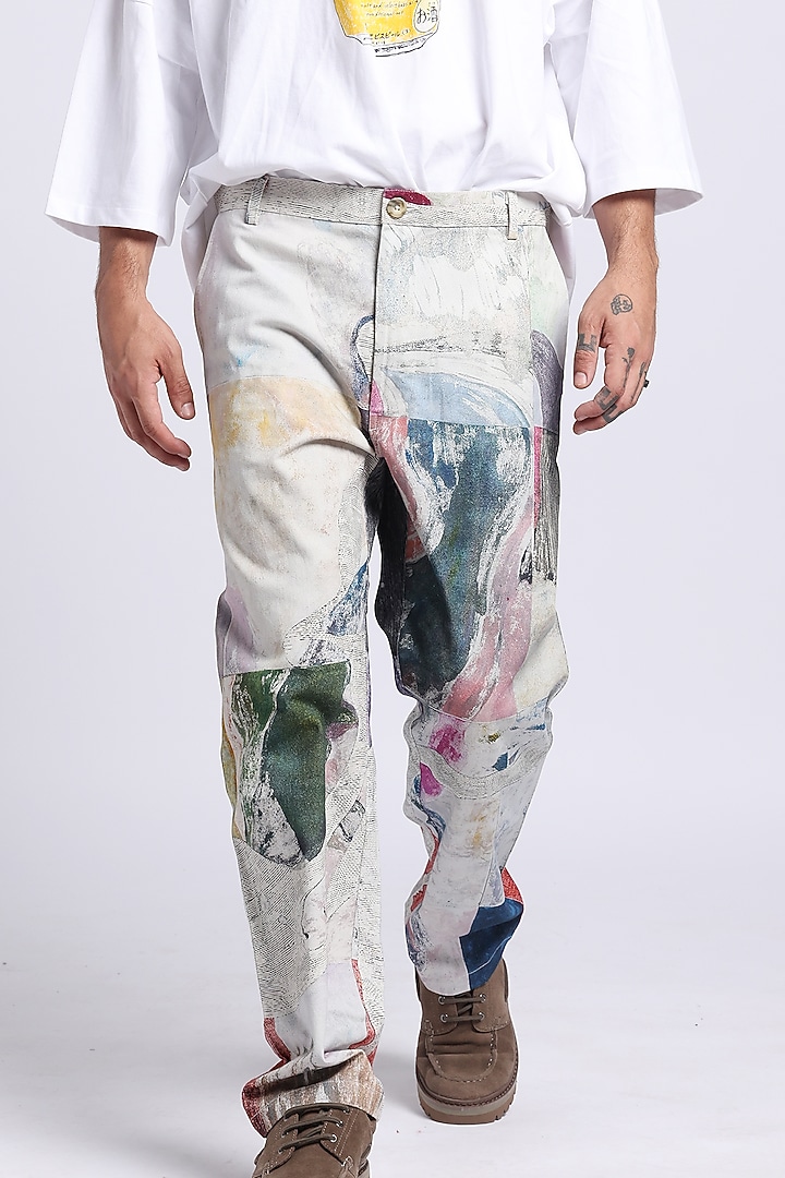 Multi-Colored Cotton Twill Digital Printed Pants by Aurge Studios at Pernia's Pop Up Shop