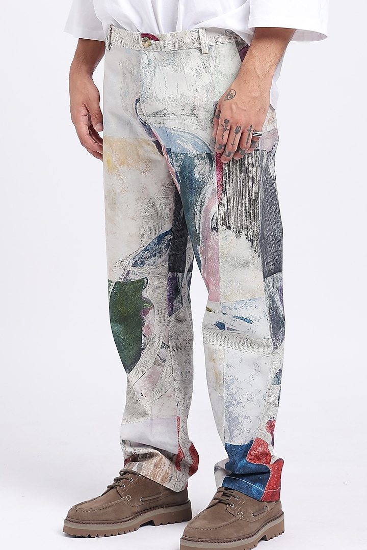 Multi-Colored Cotton Twill Digital Printed Pants by Aurge Studios at Pernia's Pop Up Shop