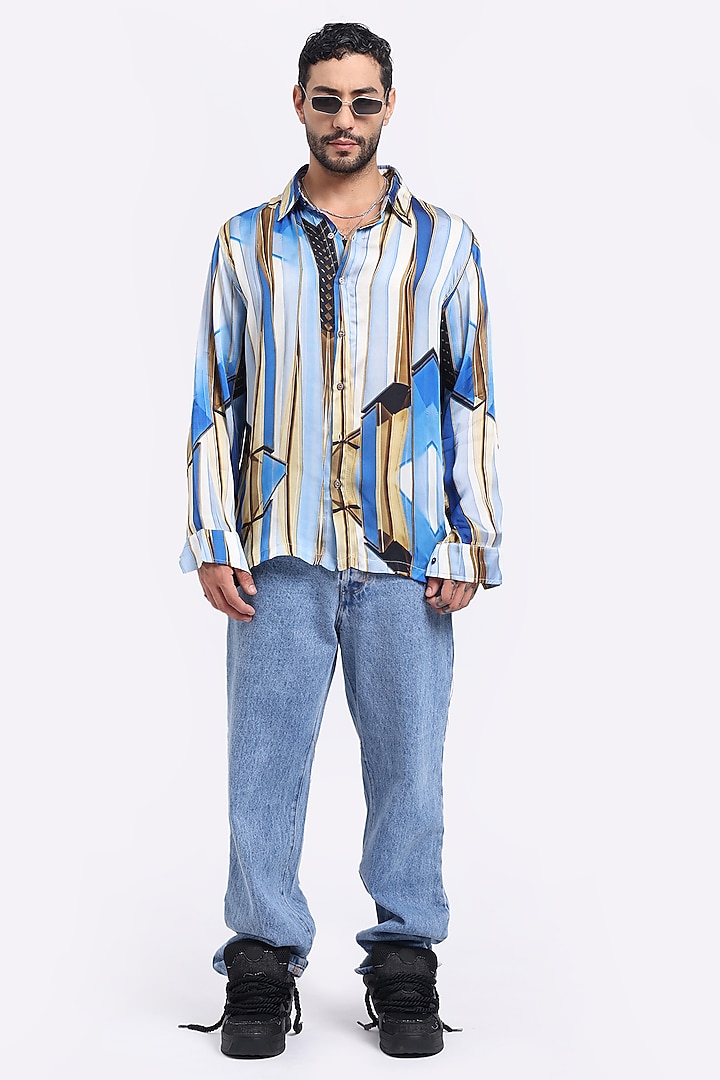 Multi-Colored Bamberg Cupro Digital Printed Party Wear Shirt by Aurge Studios at Pernia's Pop Up Shop