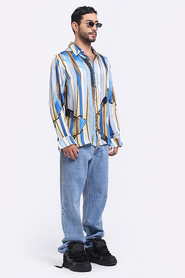 Multi-Colored Bamberg Cupro Digital Printed Party Wear Shirt by Aurge Studios at Pernia's Pop Up Shop