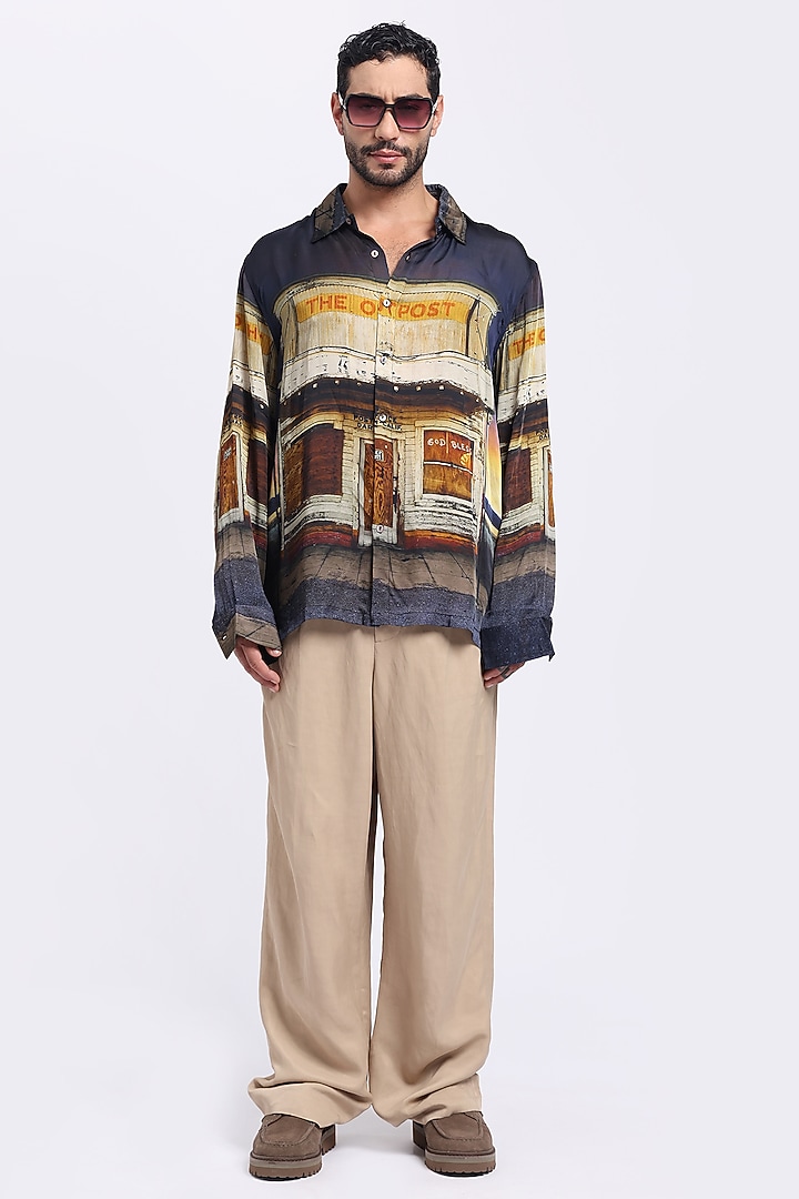 Multi-Colored Bamberg Cupro Digital Printed Party Wear Shirt by Aurge Studios at Pernia's Pop Up Shop