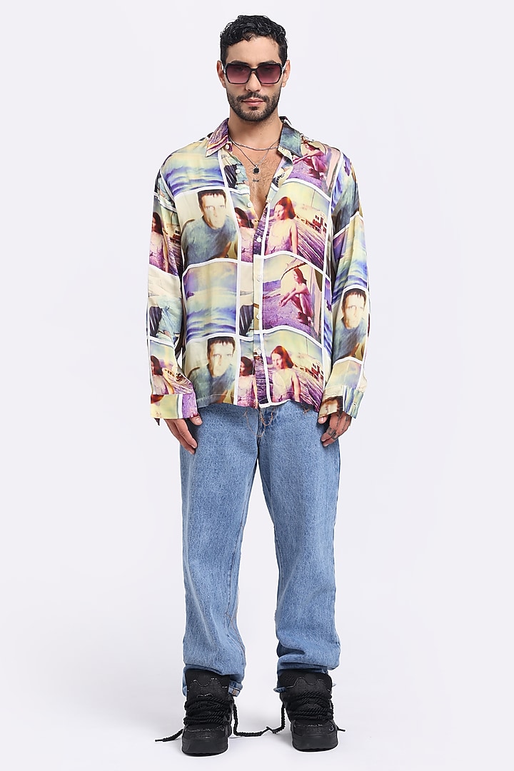 Multi-Colored Bamberg Cupro Digital Printed Party Wear Shirt by Aurge Studios at Pernia's Pop Up Shop