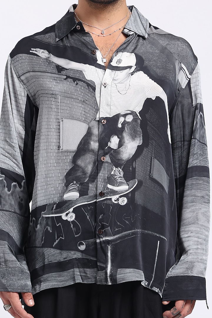 Multi-Colored Bamberg Cupro Digital Printed Party Wear Shirt by Aurge Studios at Pernia's Pop Up Shop