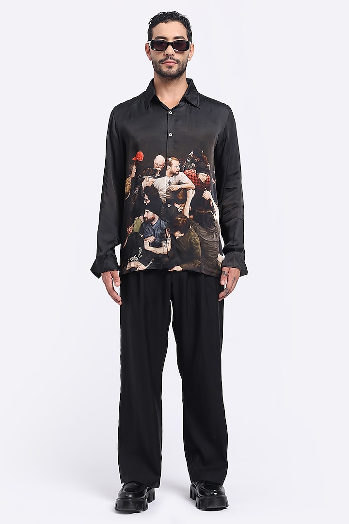 Multi-Colored Bamberg Cupro Digital Printed Party Wear Shirt by Aurge Studios at Pernia's Pop Up Shop