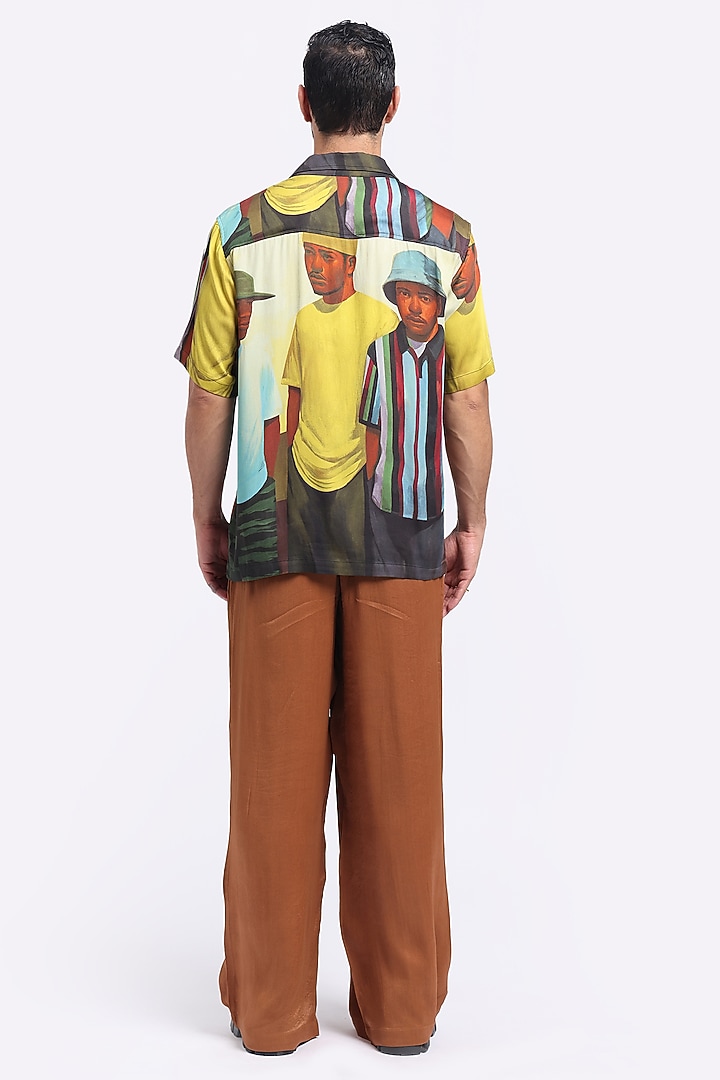 Multi-Colored Modal Satin Digital Printed Summer Shirt by Aurge Studios at Pernia's Pop Up Shop