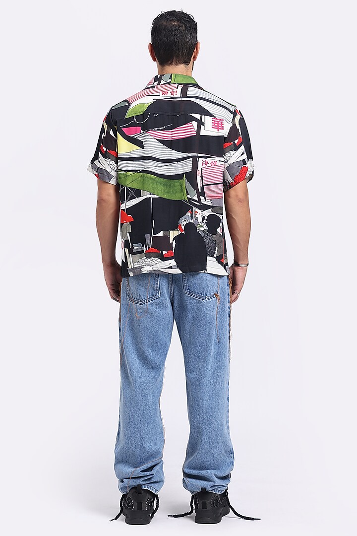 Multi-Colored Modal Satin Digital Printed Summer Shirt by Aurge Studios at Pernia's Pop Up Shop