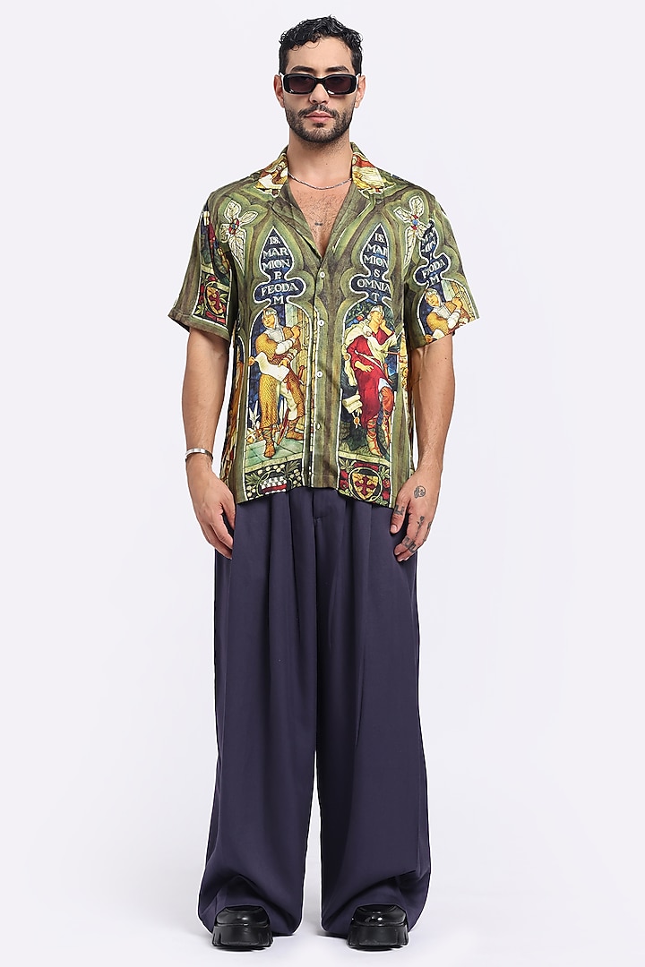 Multi-Colored Modal Satin Digital Printed Summer Shirt by Aurge Studios at Pernia's Pop Up Shop