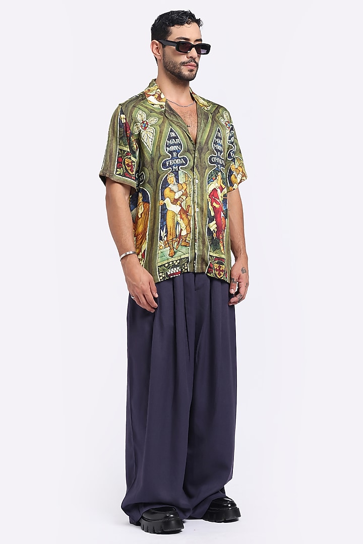Multi-Colored Modal Satin Digital Printed Summer Shirt by Aurge Studios at Pernia's Pop Up Shop
