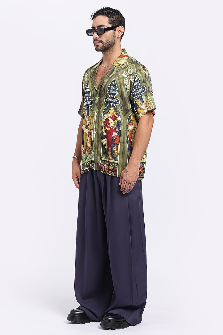 Multi-Colored Modal Satin Digital Printed Summer Shirt by Aurge Studios at Pernia's Pop Up Shop