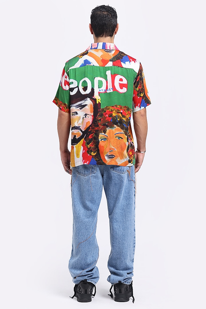 Multi-Colored Modal Satin Digital Printed Summer Shirt by Aurge Studios at Pernia's Pop Up Shop