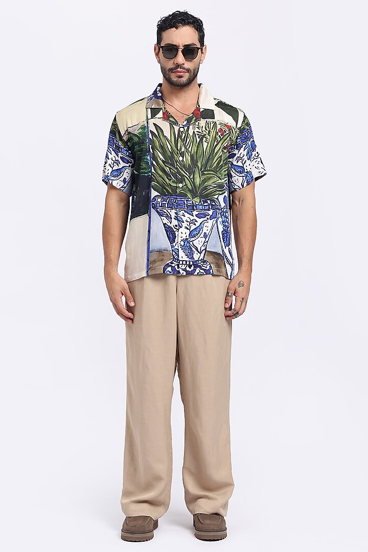 Multi-Colored Modal Satin Digital Printed Summer Shirt by Aurge Studios at Pernia's Pop Up Shop