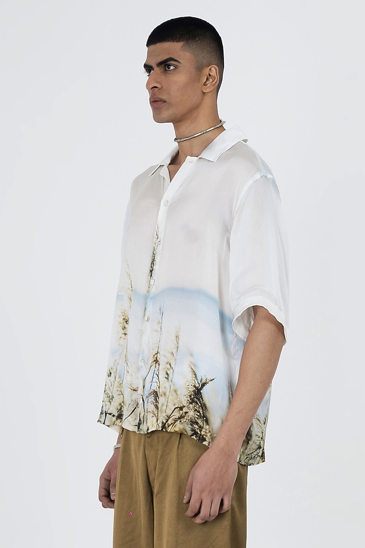 Multi-Colored Bemberg Cupro Digital Printed Summer Shirt by Aurge Studios at Pernia's Pop Up Shop