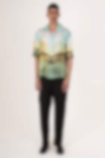 Multi-Colored Bemberg Cupro Digital Printed Summer Shirt by Aurge Studios at Pernia's Pop Up Shop