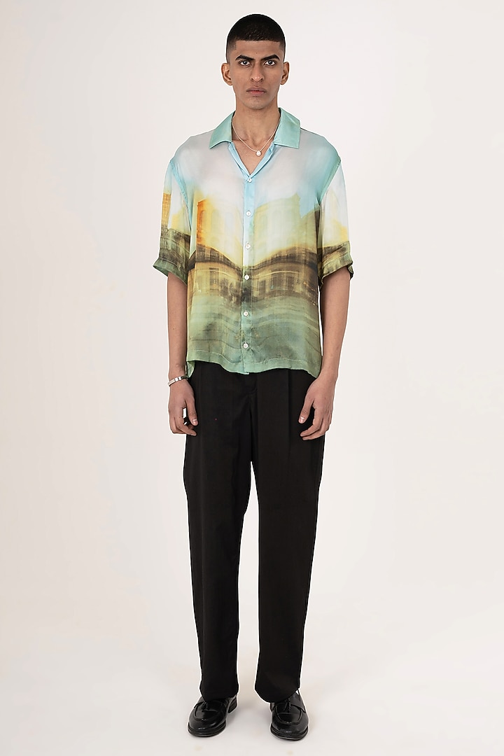 Multi-Colored Bemberg Cupro Digital Printed Summer Shirt by Aurge Studios at Pernia's Pop Up Shop