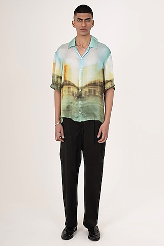 Multi-Colored Bemberg Cupro Digital Printed Shirt by Aurge Studios