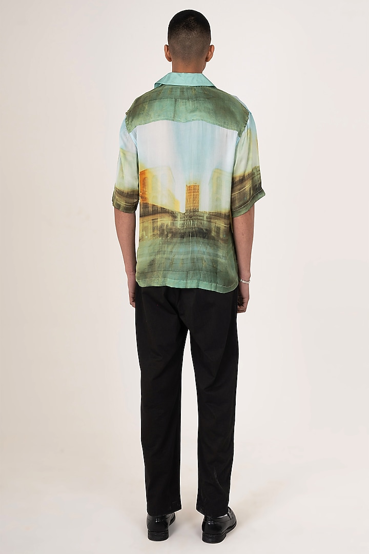 Multi-Colored Bemberg Cupro Digital Printed Summer Shirt by Aurge Studios at Pernia's Pop Up Shop