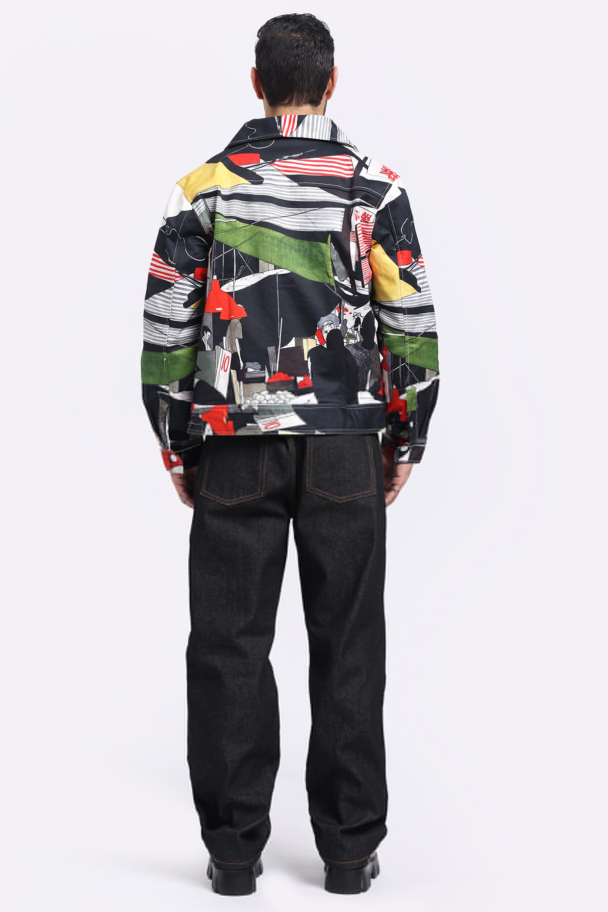Multi-Colored Cotton Satin Lycra Digital Printed Jacket by Aurge Studios at Pernia's Pop Up Shop