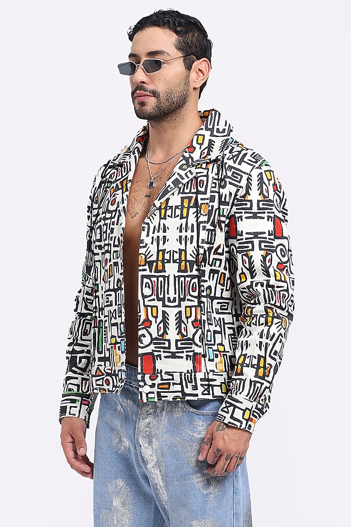 Multi-Colored Cotton Satin Lycra Digital Printed Jacket by Aurge Studios at Pernia's Pop Up Shop