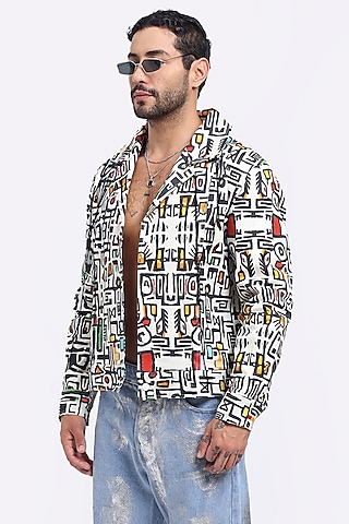 Multi-Colored Cotton Satin Lycra Digital Printed Jacket by Aurge Studios