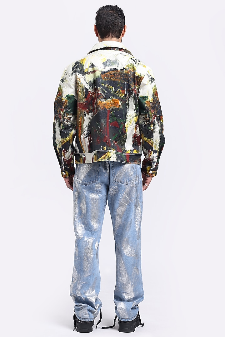 Multi-Colored Cotton Satin Lycra Digital Printed Jacket by Aurge Studios at Pernia's Pop Up Shop