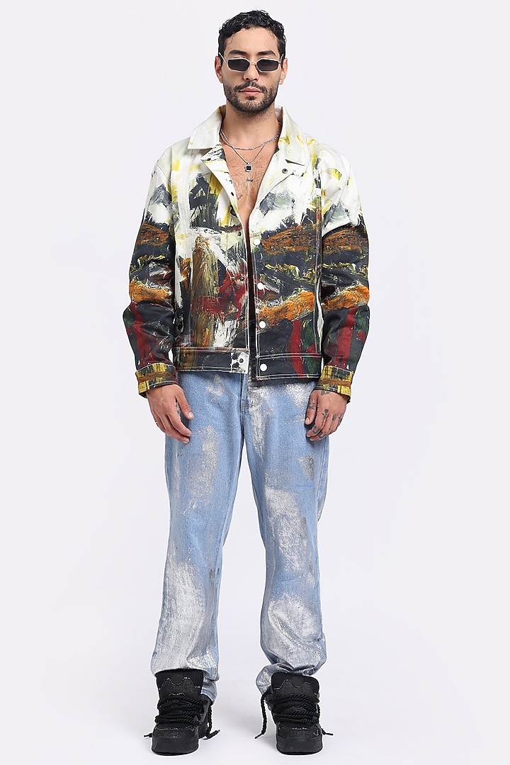 Multi-Colored Cotton Satin Lycra Digital Printed Jacket by Aurge Studios at Pernia's Pop Up Shop