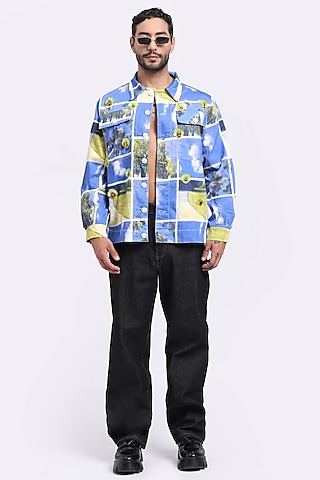 Multi-Colored Cotton Twill Digital Printed Shacket by Aurge Studios
