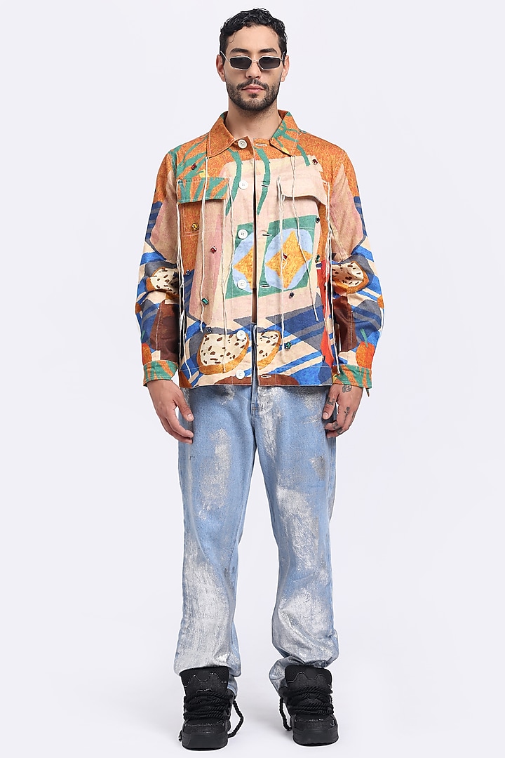 Multi-Colored Cotton Twill Digital Printed Shacket by Aurge Studios at Pernia's Pop Up Shop