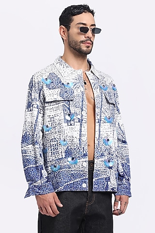 Multi-Colored Cotton Twill Digital Printed Shacket by Aurge Studios