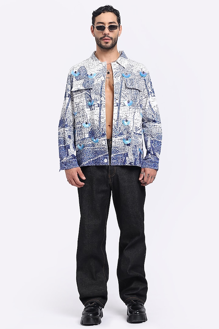 Multi-Colored Cotton Twill Digital Printed Shacket by Aurge Studios at Pernia's Pop Up Shop