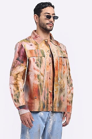 Multi-Colored Cotton Twill Digital Printed Shacket by Aurge Studios
