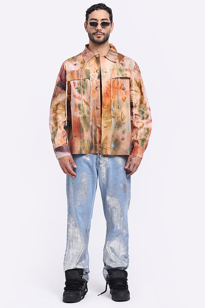 Multi-Colored Cotton Twill Digital Printed Shacket by Aurge Studios at Pernia's Pop Up Shop